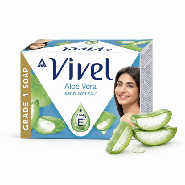 Vivel Aloe Vera Bathing Soap,150gx4 | BIS Grade 1 Soap| Highest Soap Grade | 76% TFM | Aloe Vera + Vitamin E | Moisturised Satin Soft Skin | Fresh Fragrance | 97% Natural Origin| For Men and Women
