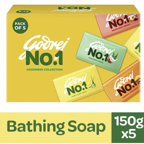 Godrej No.1 Goodness Collection Bath Soap (5 x 150 g)