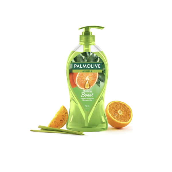 Palmolive Aroma Morning Tonic Body Wash, Gel Based Shower Gel with 100% Natural Citrus Essential Oil & Lemongrass Extracts - pH Balanced, No Parabens, No Silicones, 750ml Pump