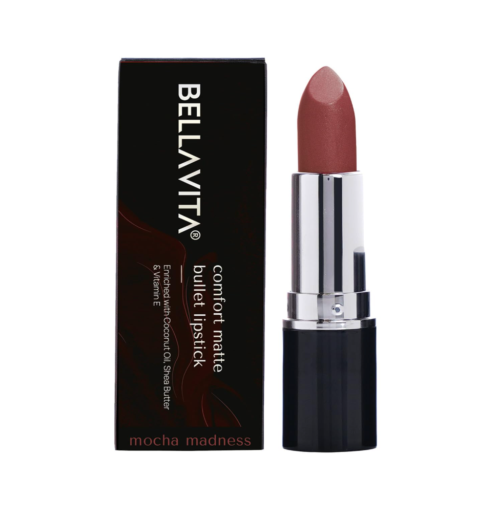 Screenshot 2026-10-07 at 7.05.00 PM Click to see full view BELLAVITA Comfort Matte Bullet Lipstick| Intense Colour| Creamy Matte Finish| Intense Moisturisation| Smooth Glide| Lipsticks for Women| 4 Hr Stay, Mocha Madness, 4.2 gm - Image 1